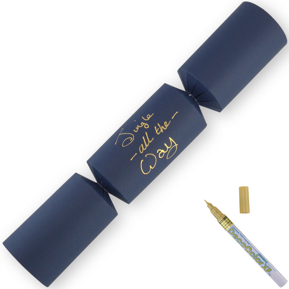 Navy Blue | 12 Personalise Your Own Crackers | Make & Fill Your Own | With Pen