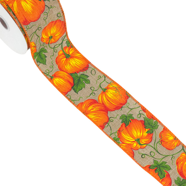 Autumn Pumpkin | Hessian Wire Edged Ribbon | 38 or 63mm Wide | 10m Reel