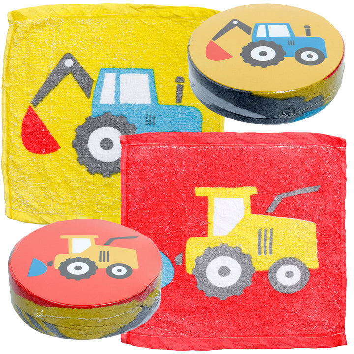 Little Tractors | Compressed Flannel | Single | Mini Gift | Cracker Filler