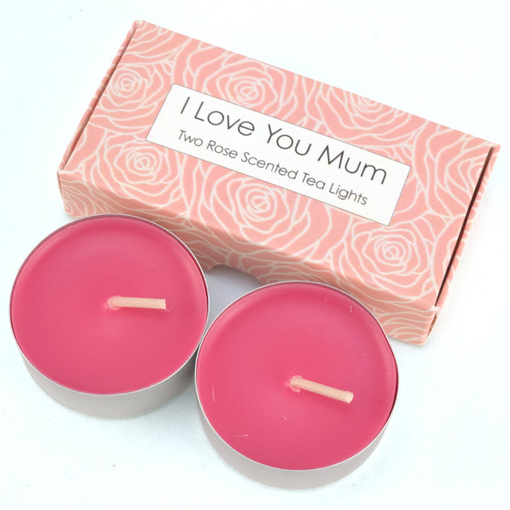 Rose Tealight Candles | I Love You Mum | Mini Gift | Cracker Filler