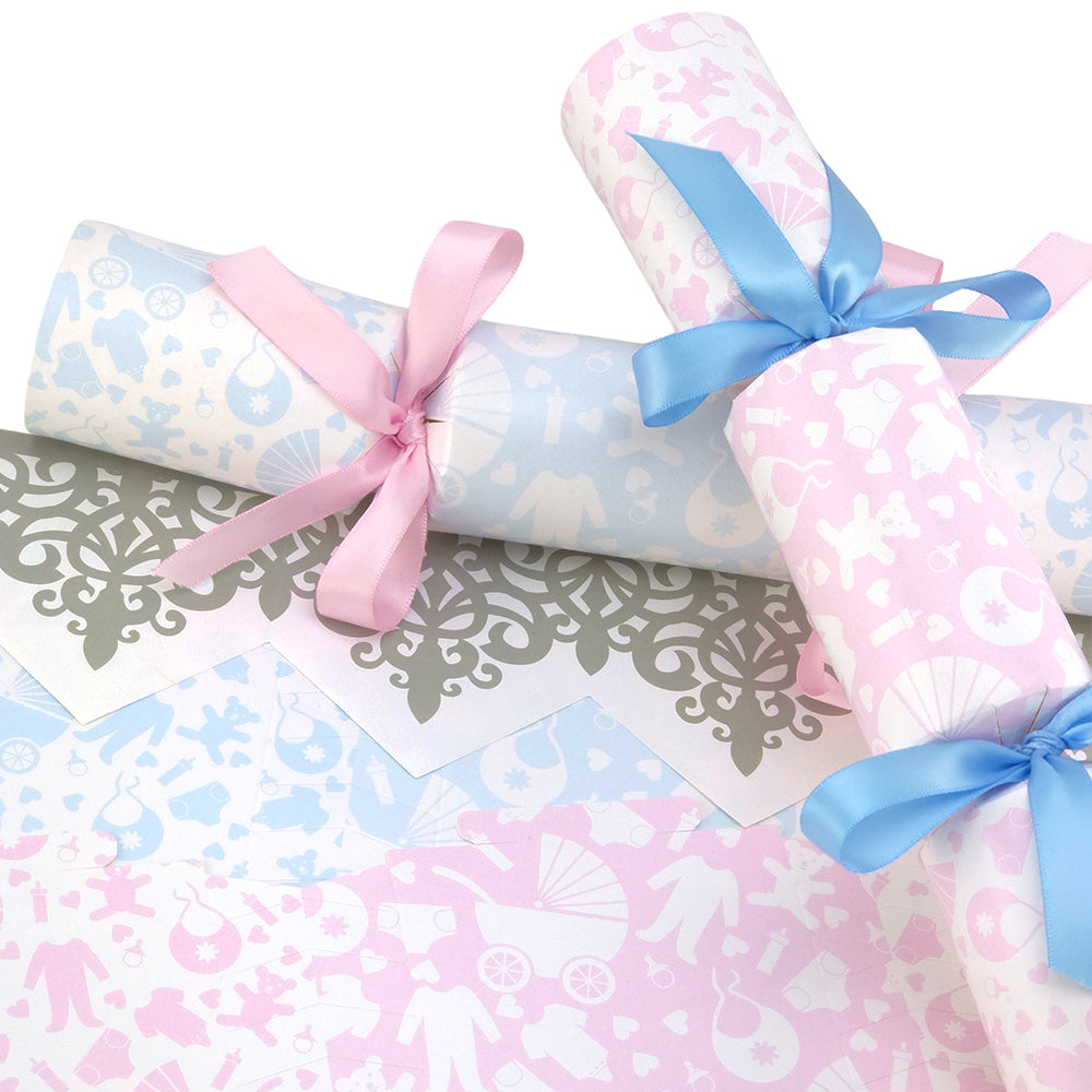 Baby Shower &amp; Gender Reveal | Cracker Making Craft Kit | Make and Fill Your Own