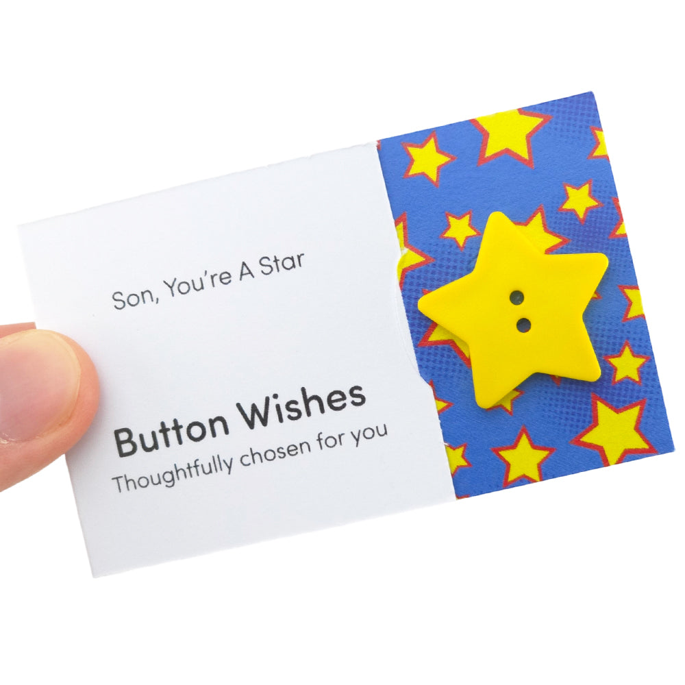 Son, You’re a Star | Button Wishes Sew On Token | Little Gift | Cracker Filler