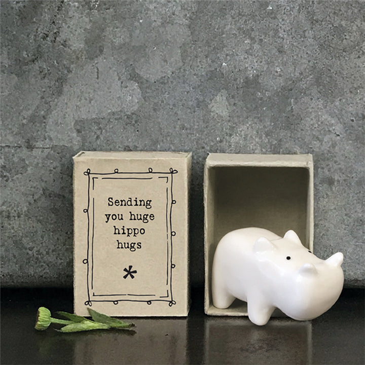 Sending You Huge Hippo Hugs | Ceramic Hippo | Matchbox Gift | Cracker Filler