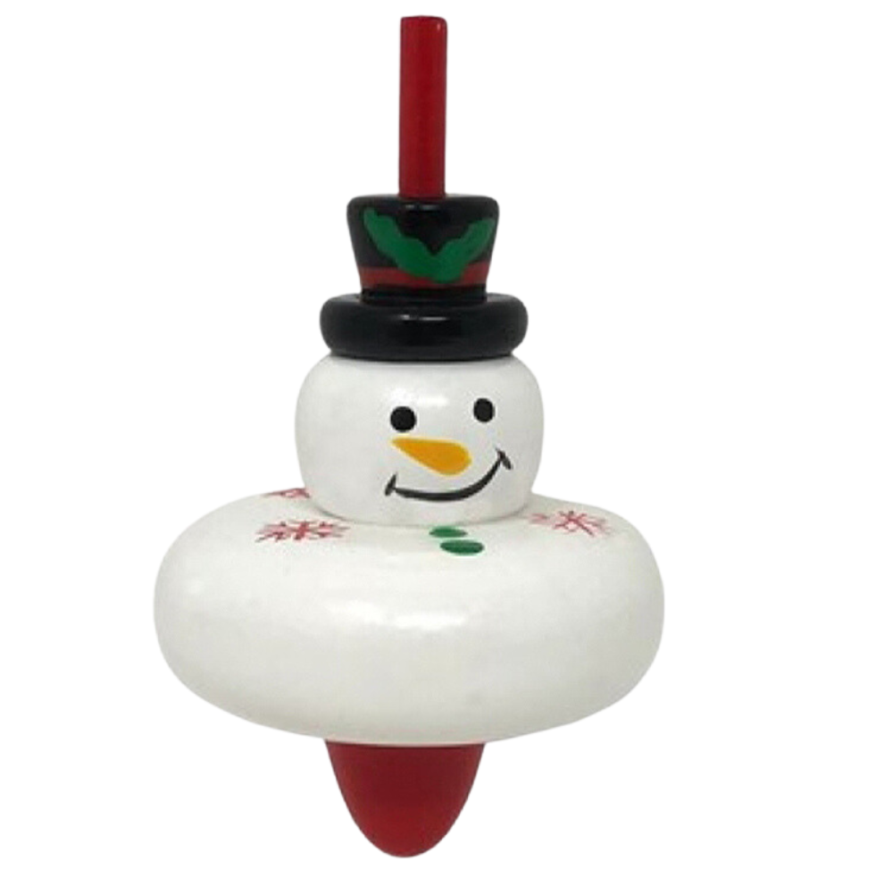 Snowman | Christmas Wooden Spinning Top | Mini Gift | Cracker Filler