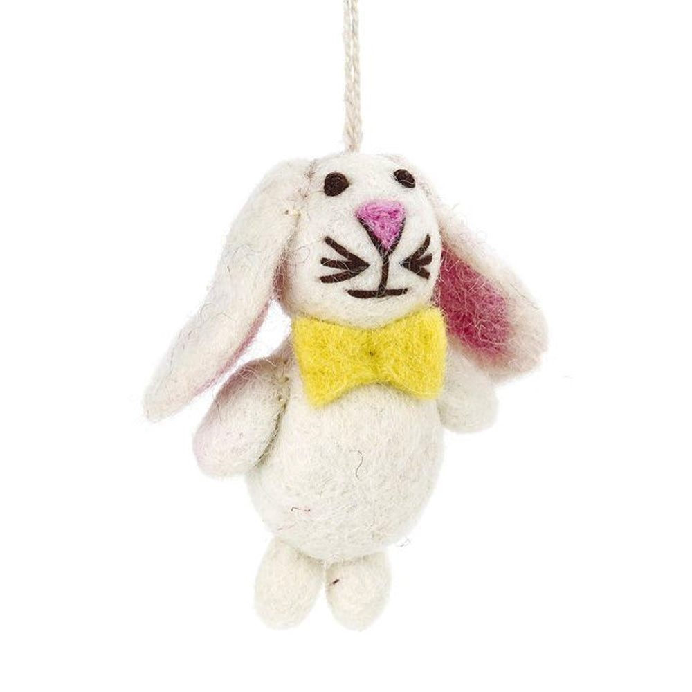 3 Hand Felted Easter Bunny Rabbits | Hanging Easter Tree Decoration | Fairtrade Felt