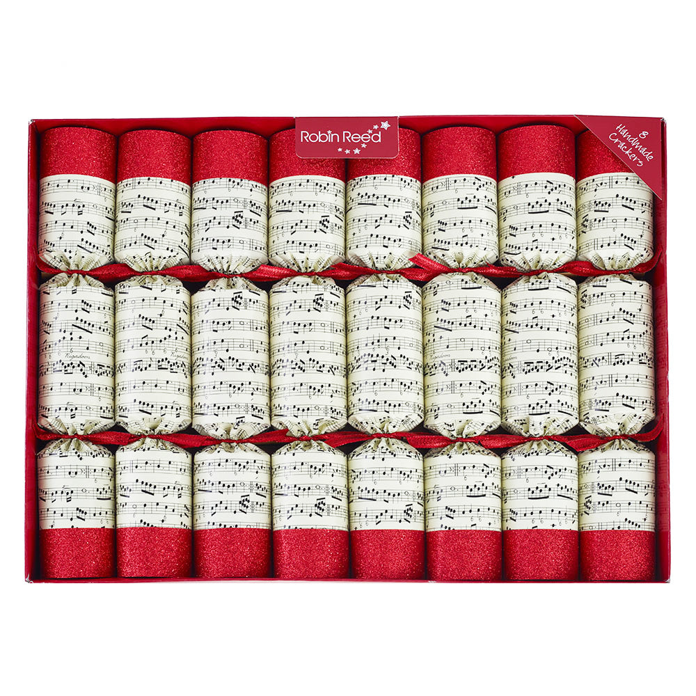 8 Large Premium Christmas Music Crackers | With Bells &amp; Music Sheets | Ready Made