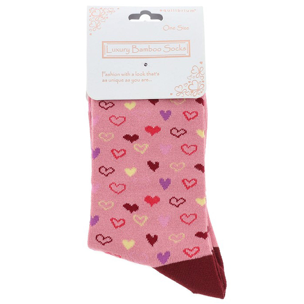 Pretty Hearts | Luxury Bamboo Socks | Ladies | One Size