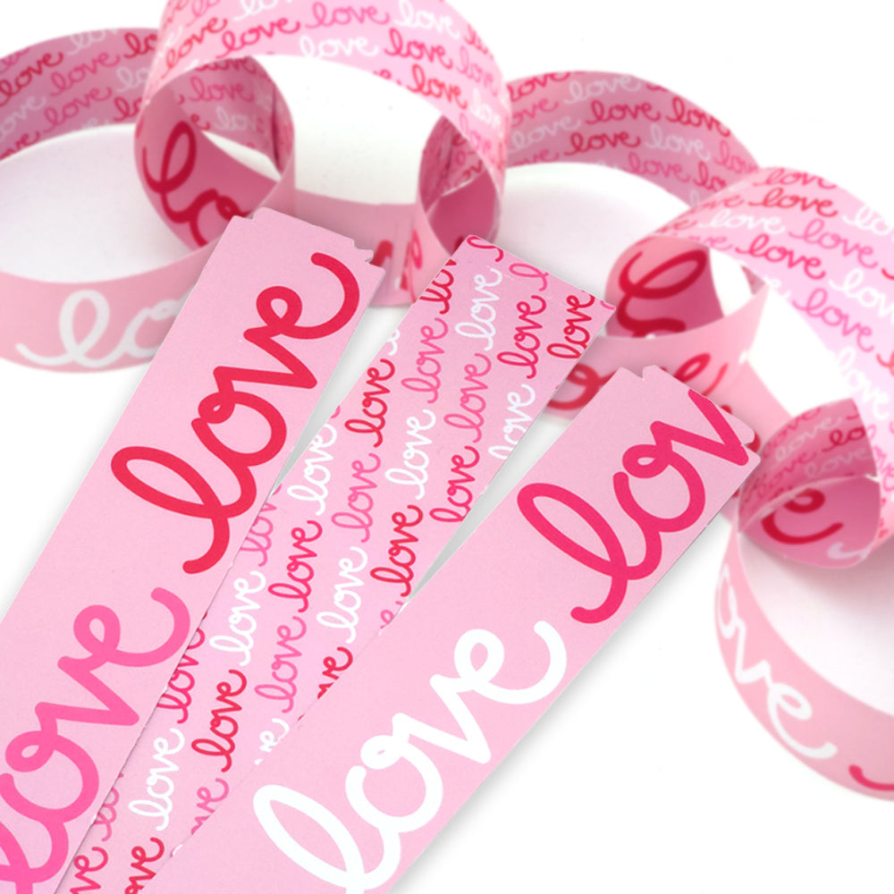 30 Reusable Valentines Paper Chains | Love Love Love | No Glue Needed | 2.5m