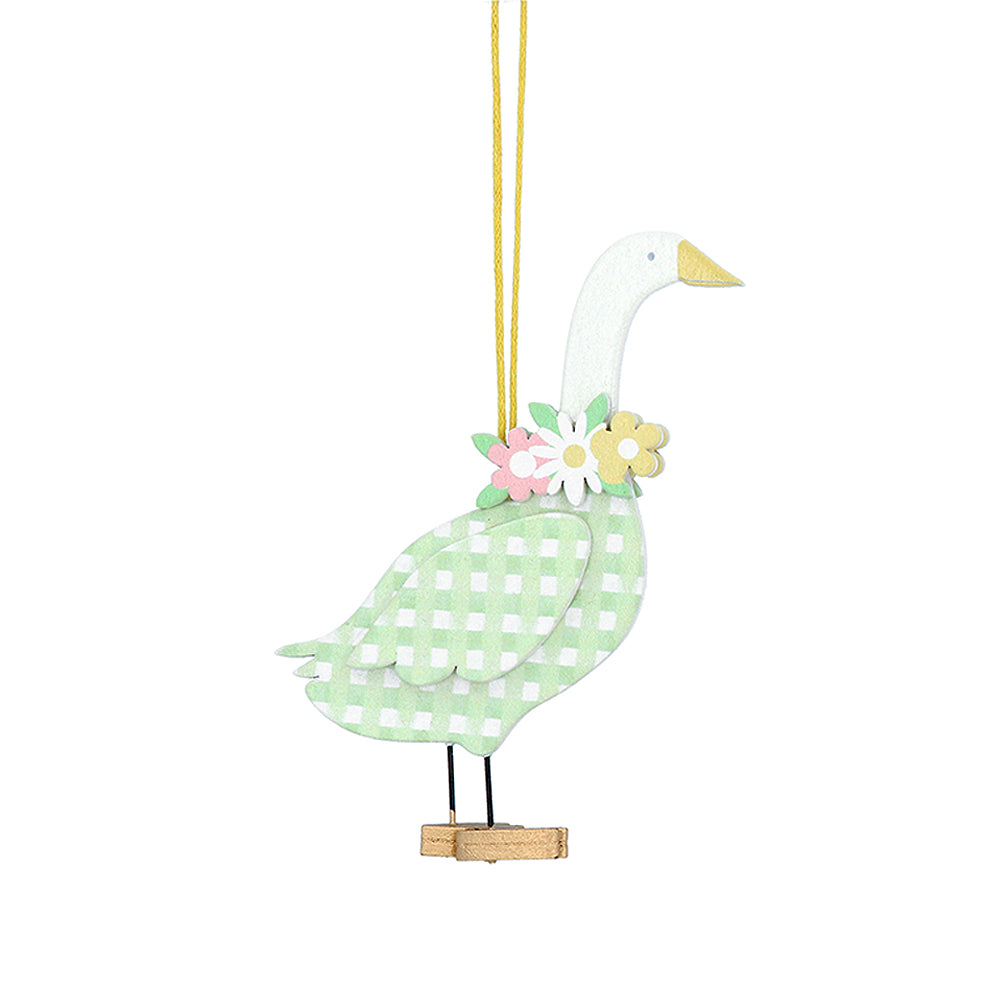 Green Mother Goose Easter Tree Decoration | Hanging Wooden Ornament | Gisela Graham