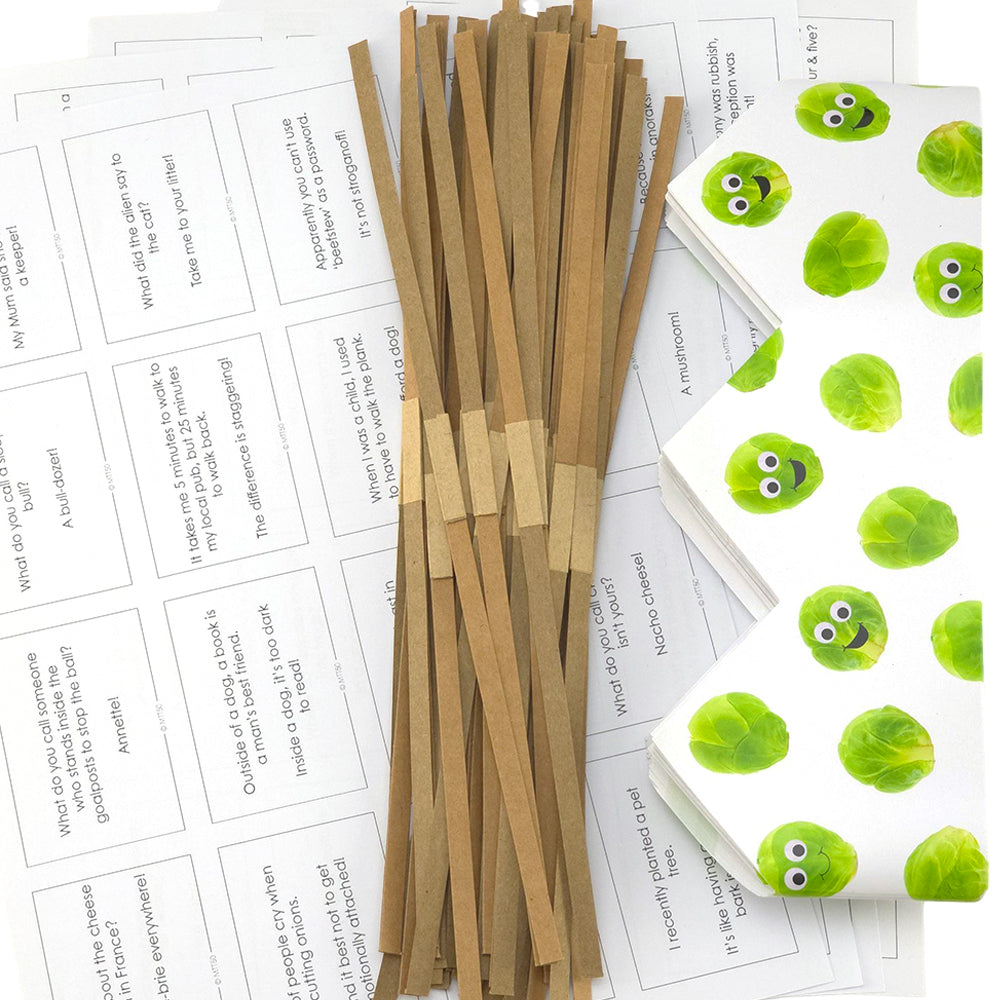 Googly Sprout Adjustable Paper Hats, Jokes and Cracker Snaps | DIY Cracker Accessory Pack