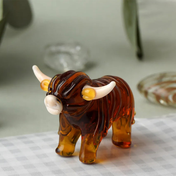 Gorgeous Mini Glass Highland Cow Ornament | Cracker Filler | Little Gift