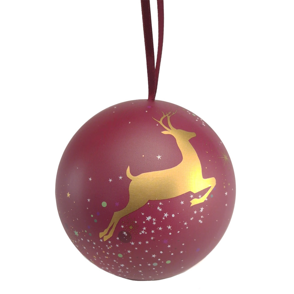 Leaping Deer | Fillable Tinware Bauble | Woodland Christmas | Sara Miller | 7cm