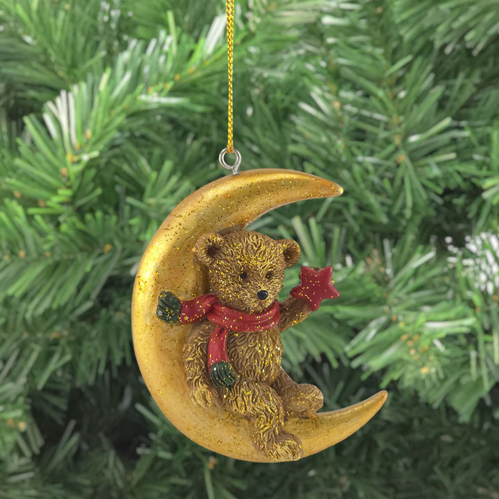 Teddy in the Moon | Christmas Tree Decoration | 7cm | Gisela Graham