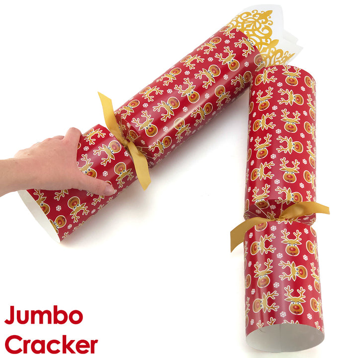Extra Large &amp; Jumbo | Reusable Keepsake DIY Cracker Sets | Cheery Rudolph