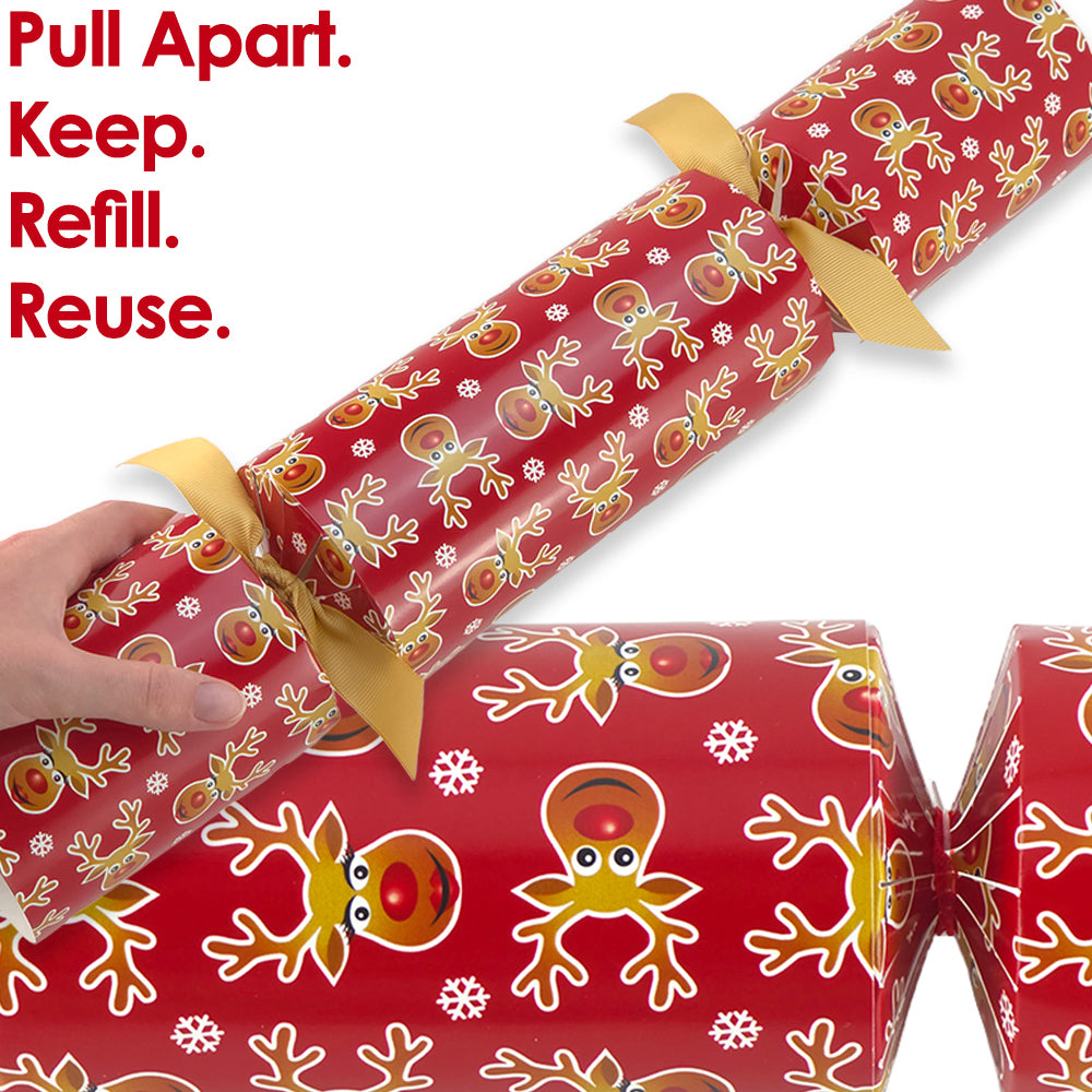 Extra Large &amp; Jumbo | Reusable Keepsake DIY Cracker Sets | Cheery Rudolph