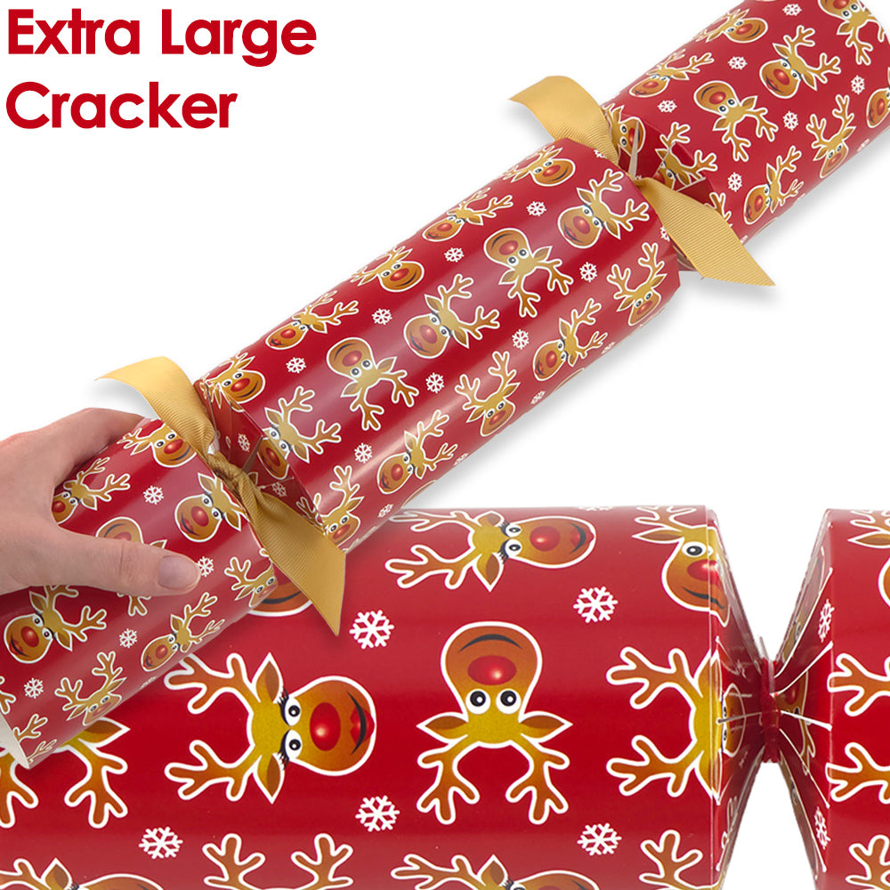 Extra Large &amp; Jumbo | Reusable Keepsake DIY Cracker Sets | Cheery Rudolph