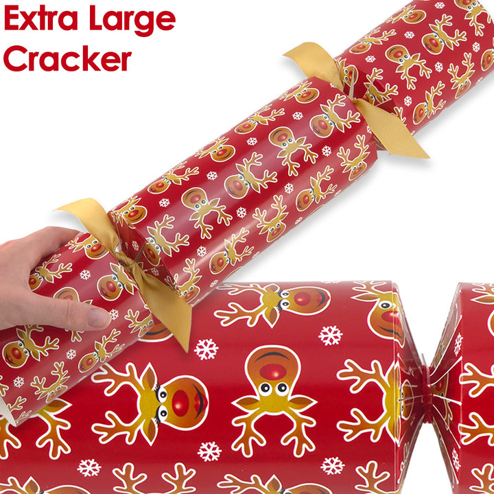 Extra Large &amp; Jumbo | Reusable Keepsake DIY Cracker Sets | Cheery Rudolph