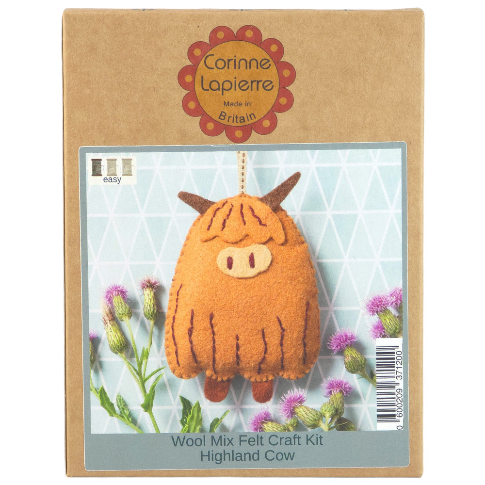 Highland Cow Hanging Ornament | Mini Felt Sewing Kit | Corinne Lapierre