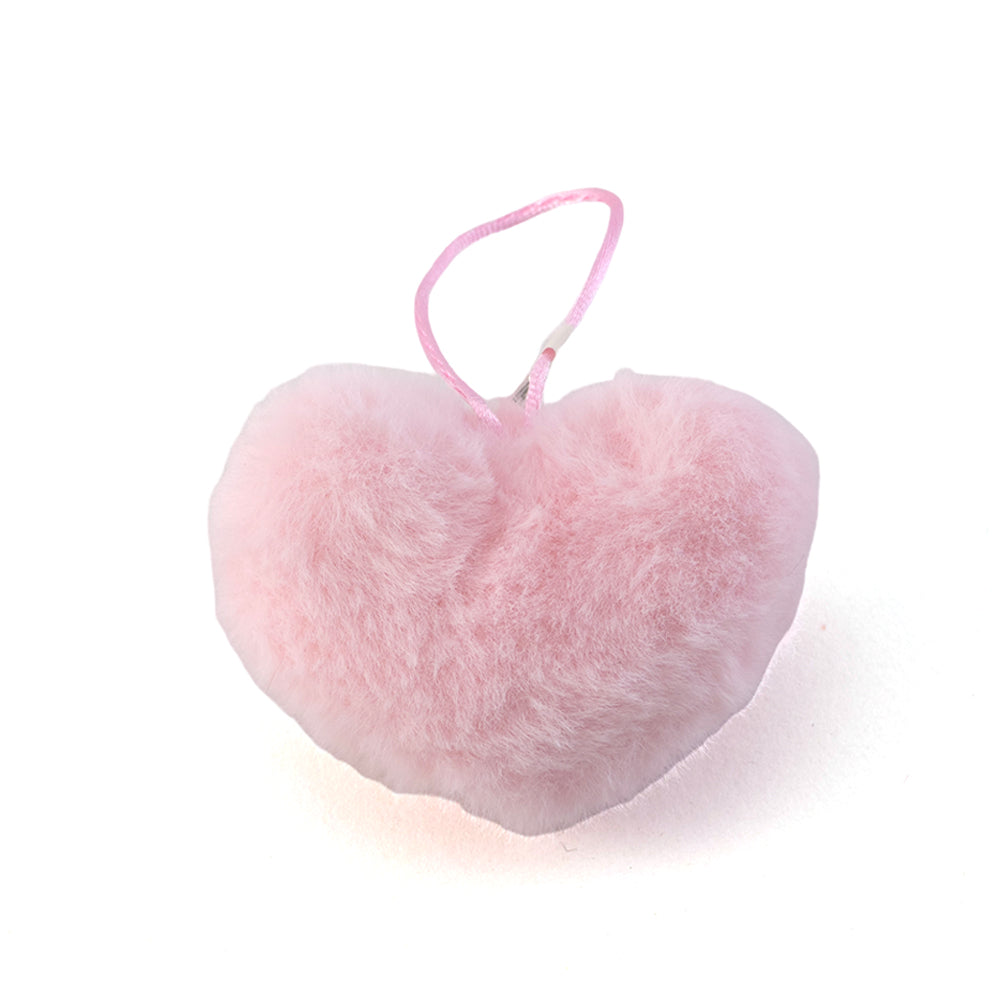 Hanging Faux Fur Pom Pom Heart | 6cm Wide | Mini Gift | Cracker Filler