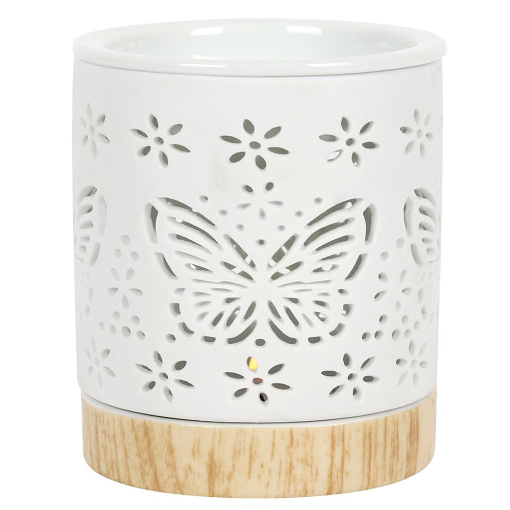 Cut Out Butterfly | Oil Burner | Matt White Ceramic | 12cm Tall