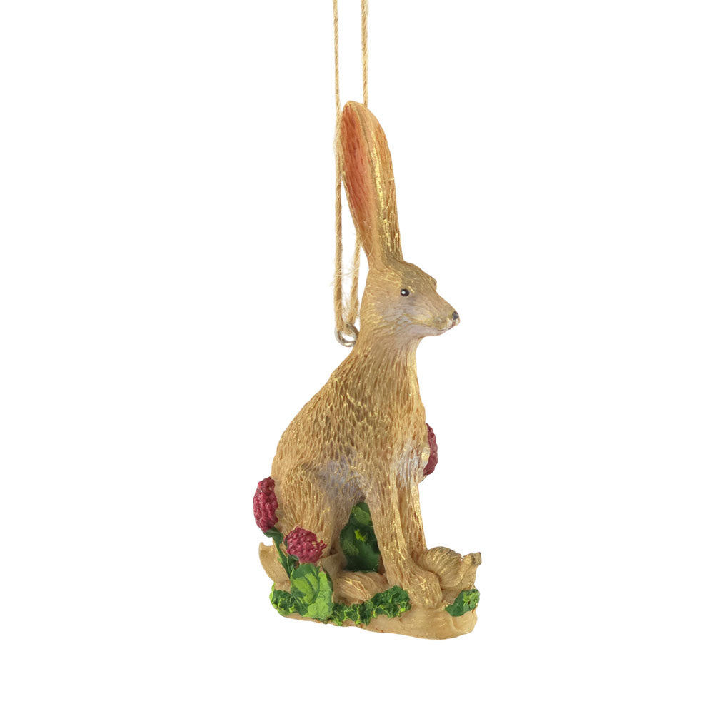 Sitting Hare with Strawberries  | Hanging Tree Decoration | 9cm | Gisela Graham