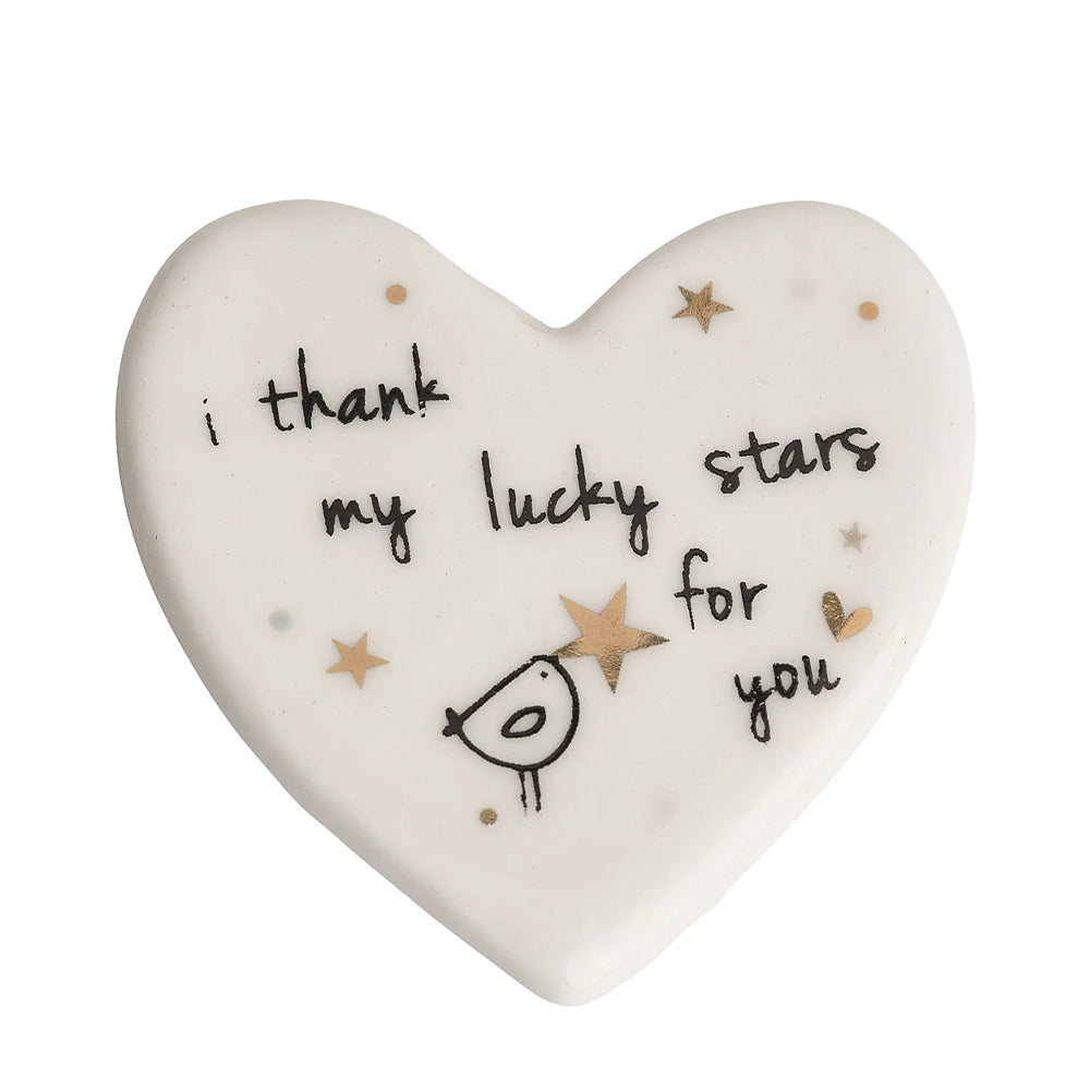 I thank my luck stars for you | Mini Porcelain Heart Token | Cracker Filler