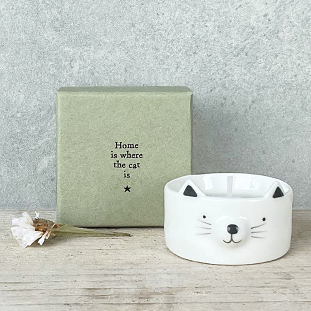 Home Is Where The Cat Is | Tealight Holder &amp; Candle | Gift Boxed