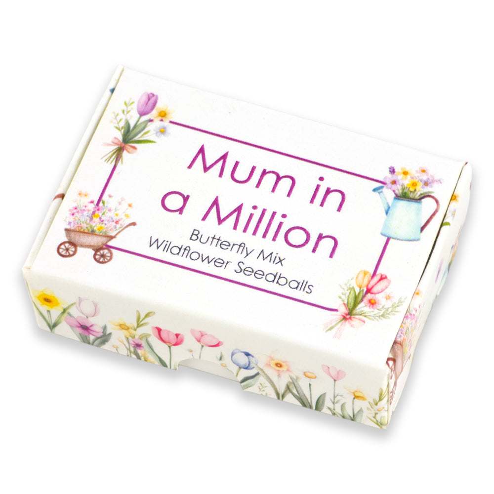 Mum in a Million | Box of 6 Seedballs | Butterfly Mix | Mini Gift | Cracker Filler