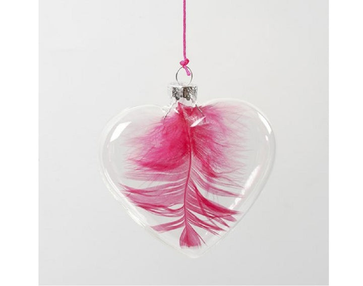 Fillable Clear Glass Baubles | Heart Shaped | 90mm | Box of 6 | Tree Decorations