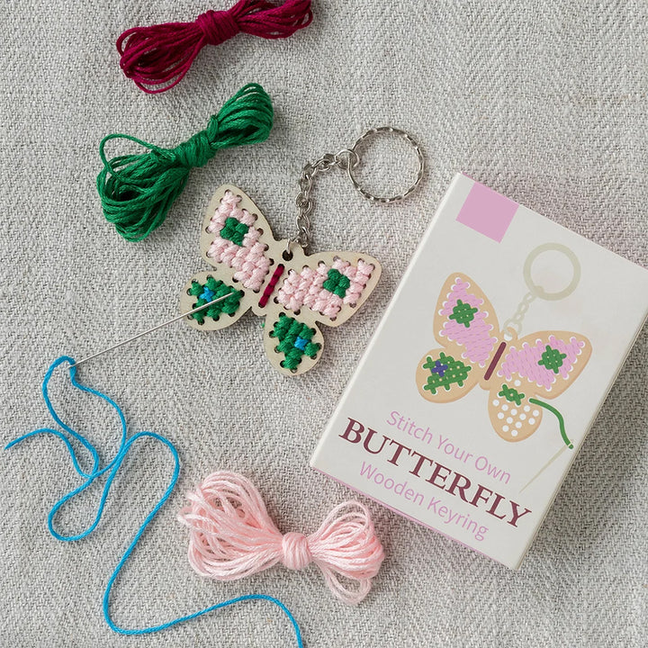 Stitch Your Own Wooden Butterfly Keyring | Little Sewing Craft Kit | Gift Idea
