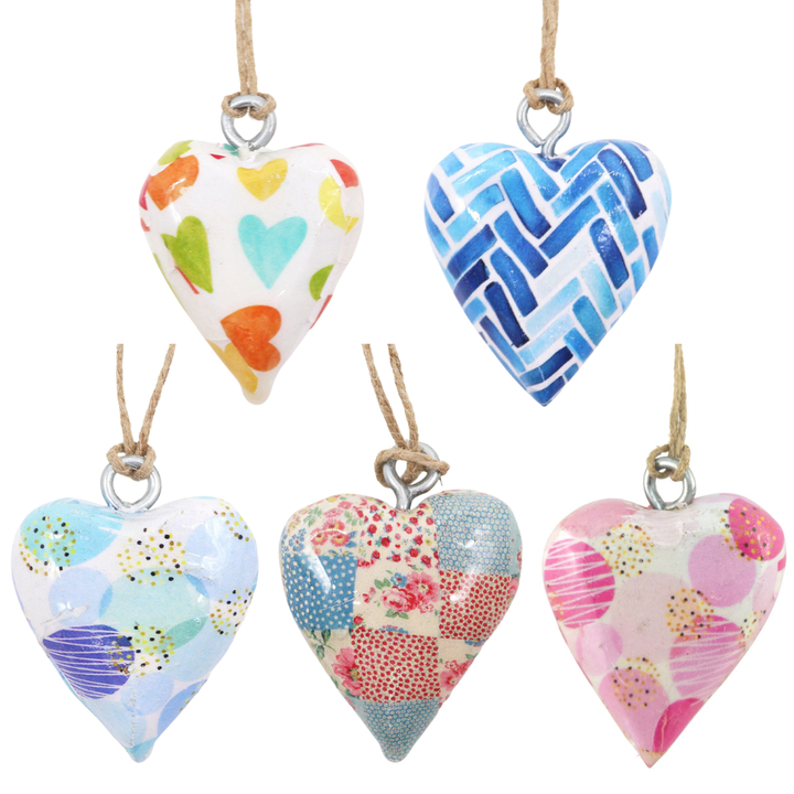 Pretty Heart Wooden Hanging Ornaments | 4cm | Cracker Filler Gift