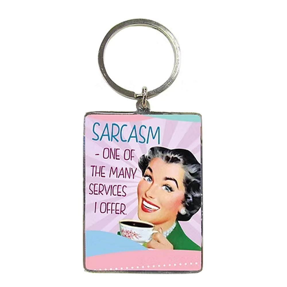 Sarcasm - One of Many Services I Offer | Retro Style Keyring | Cracker Filler