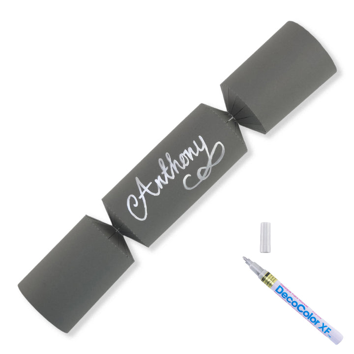 Deep Grey | 12 Personalise Your Own Crackers | Make &amp; Fill Your Own | With Pen