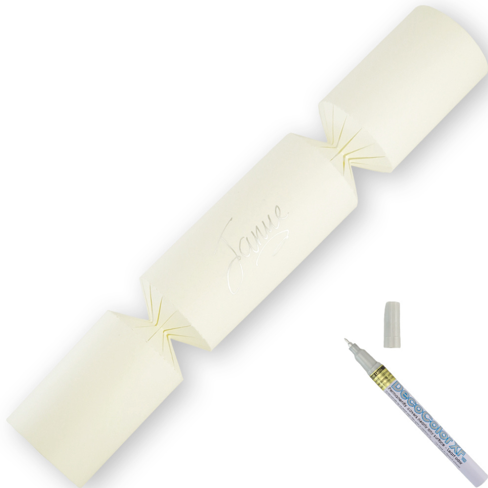 Ivory | 12 Personalise Your Own Crackers | Make &amp; Fill Your Own | With Pen