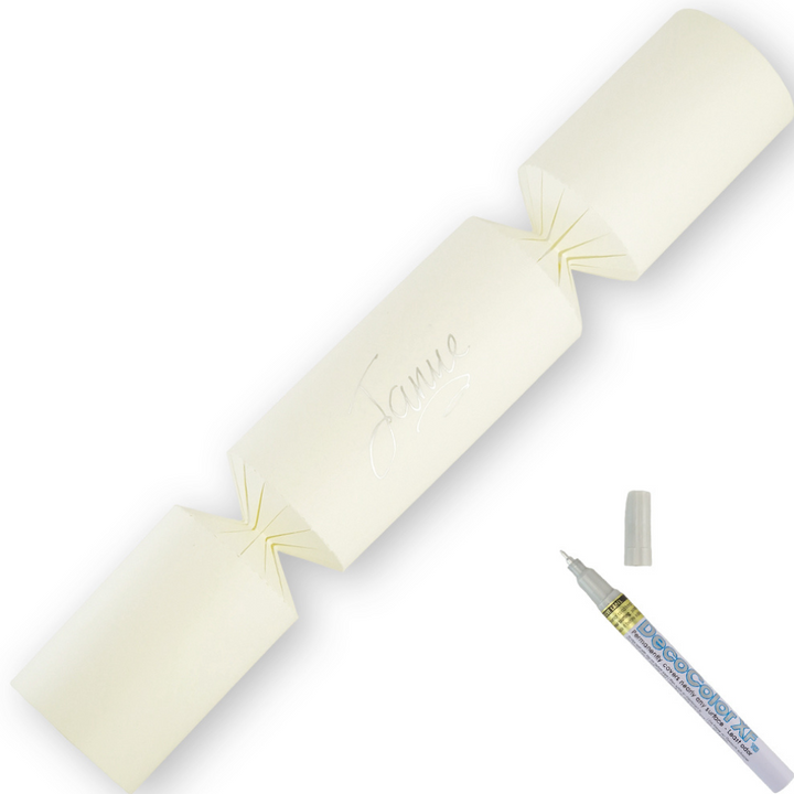 Ivory | 12 Personalise Your Own Crackers | Make &amp; Fill Your Own | With Pen