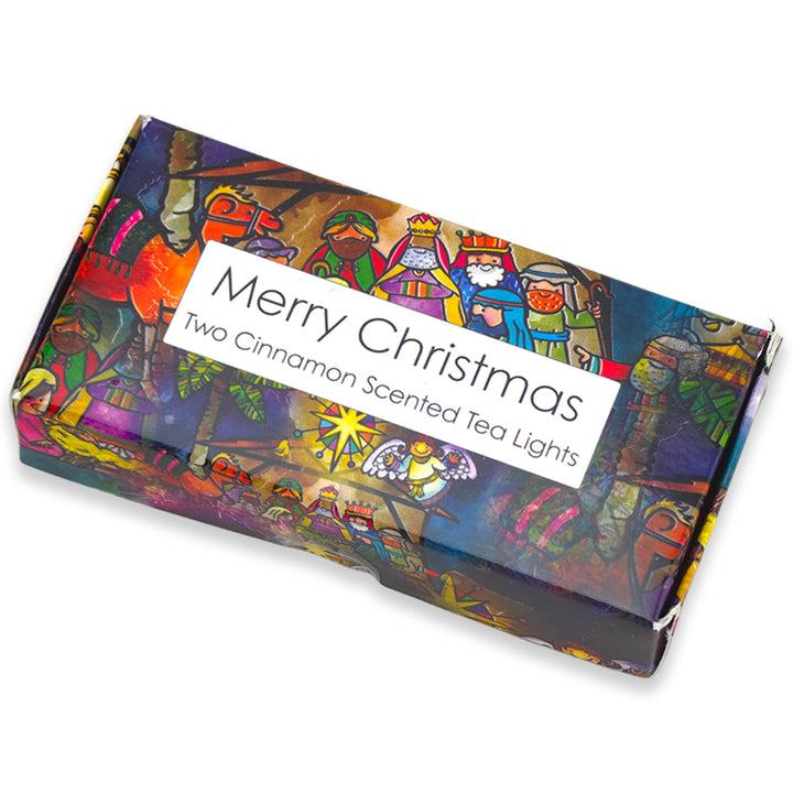 Cinnamon Tealight Candles | Kids Nativity Design | Mini Gift | Cracker Filler