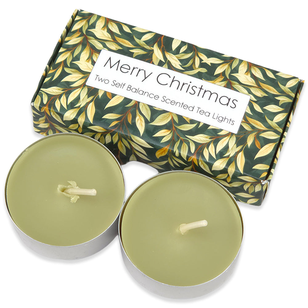 Self Balance Tealight Candles | Golden Foliage | Christmas Cracker Filler Gift