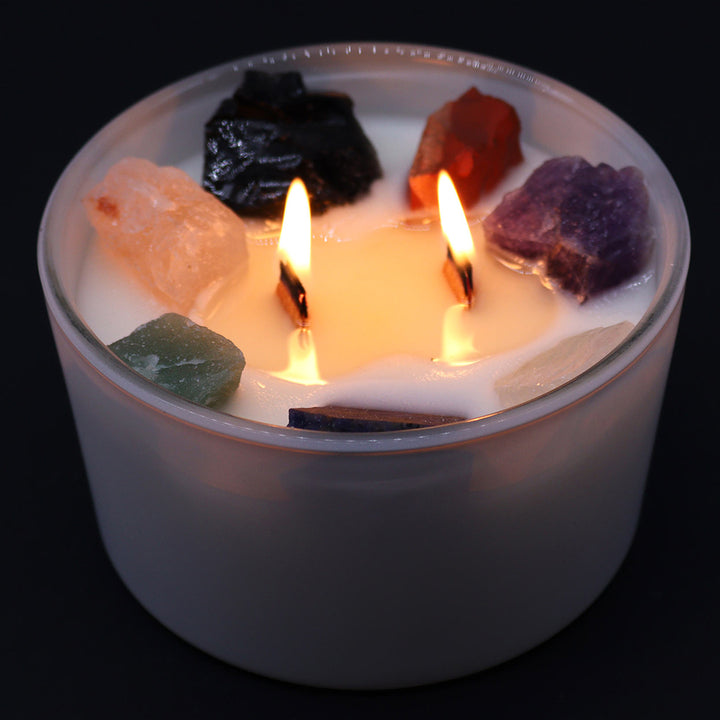 Large Chakra Crystal Candle | Seven Chakras | Moon Beams Fragrance | Mindfulness