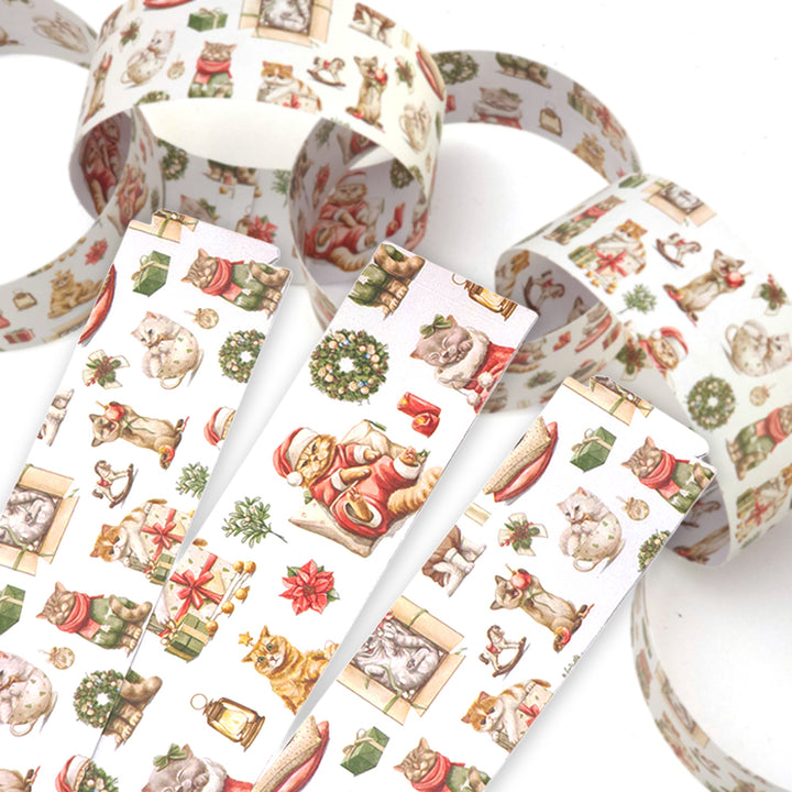 30 Reusable Christmas Paper Chains | Cute Christmas Cats | No Glue Needed | 2.5m
