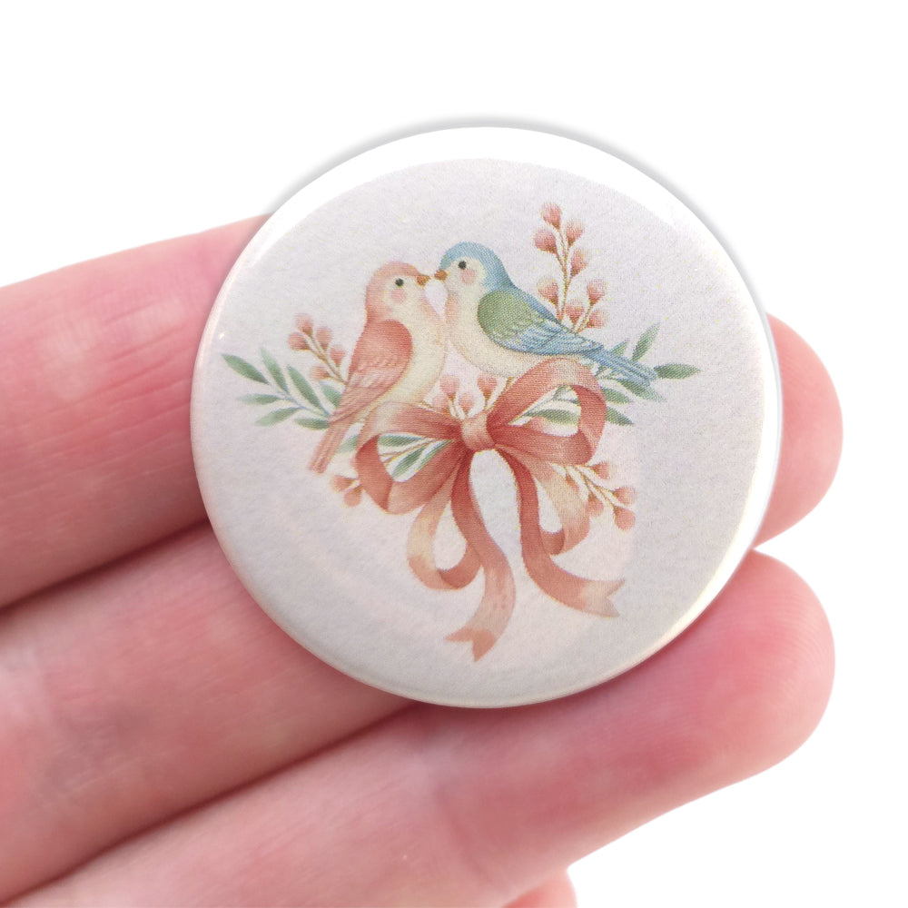 Love Birds | 38mm Button Pin Badge | Little Valentines Gift | Cracker Filler