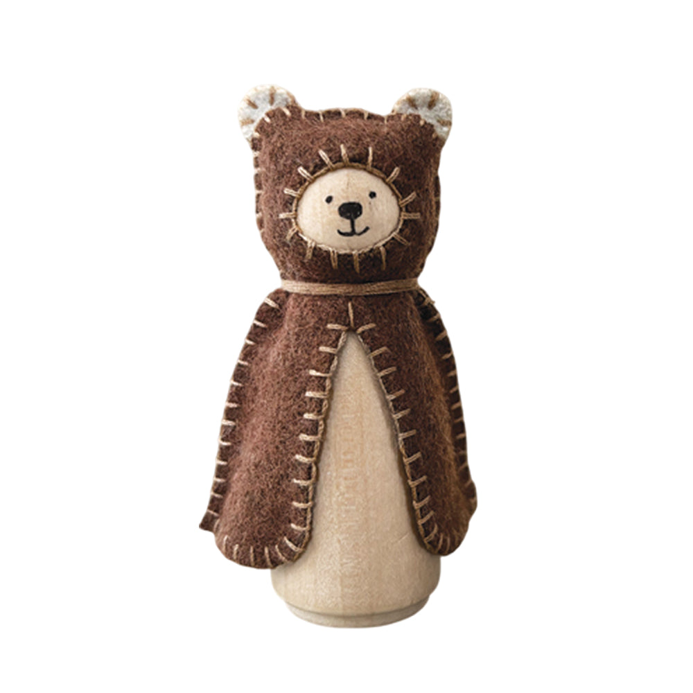 Teddy Bear | Wood & Felt Freestanding Ornament | Mini Gift | Cracker Filler