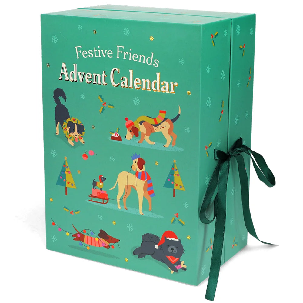 Festive Christmas Dogs Advent Calendar Box to Fill | 5.5cm Cubes