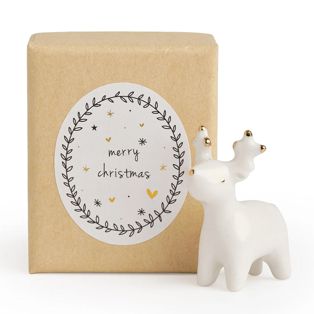 Merry Christmas | Porcelain Mini Reindeer | Little Gift | Cracker Filler