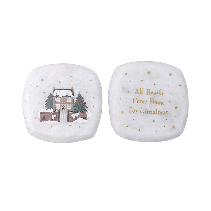 Hearts at Home for Christmas | 5cm Ceramic Pebble Keepsake | Cracker Filler | Mini Gift