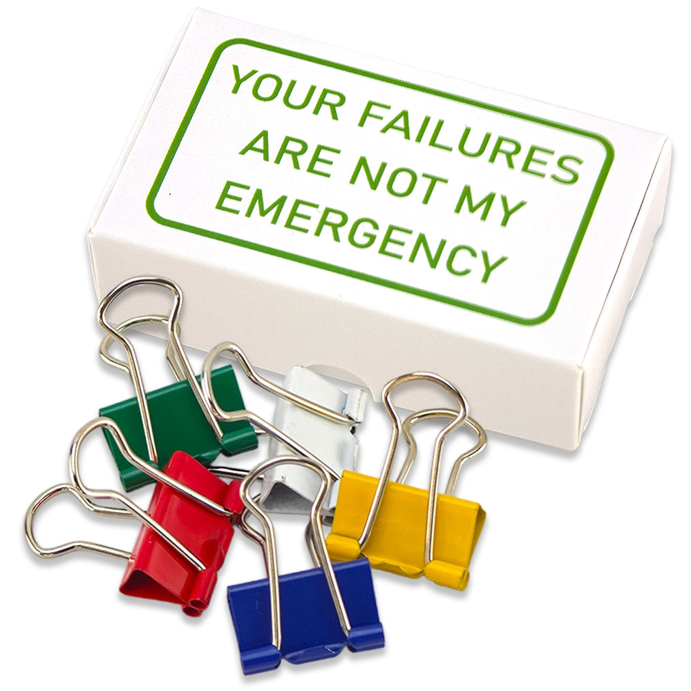 Your Failures Aren't My Emergency | Office Banter | Mini Box of Bulldog Clips