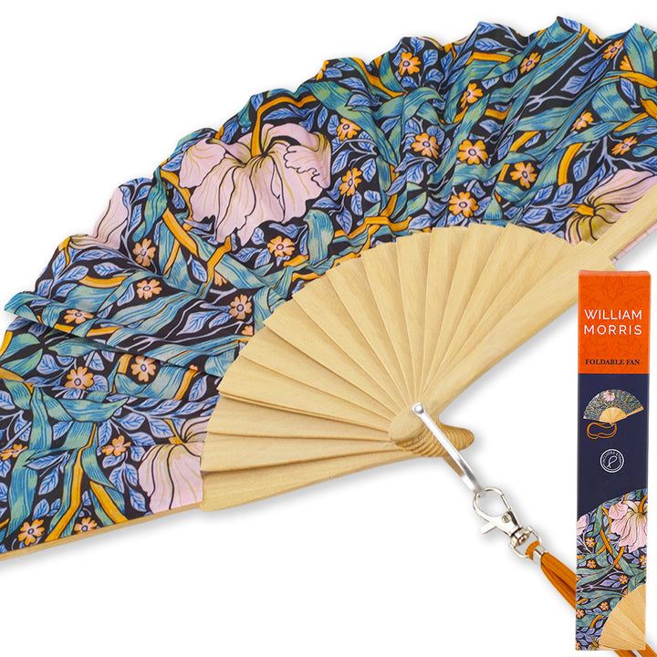 Pink Pimpernel Flower | William Morris Folding Hand Fan | Little Boxed Gift