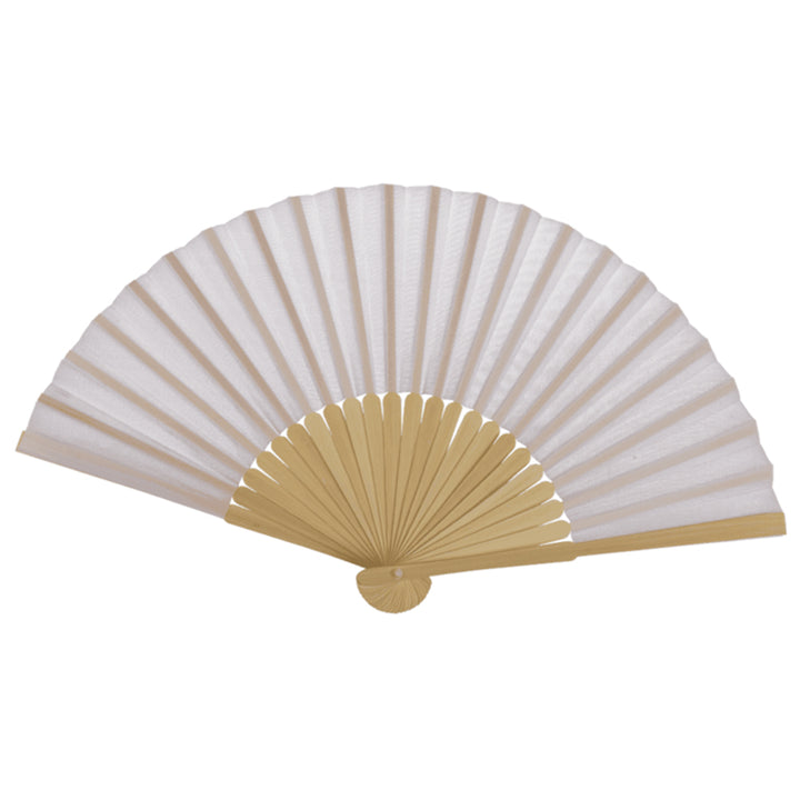 Bamboo & White Fabric Fan | 21cm Long | Little Gift