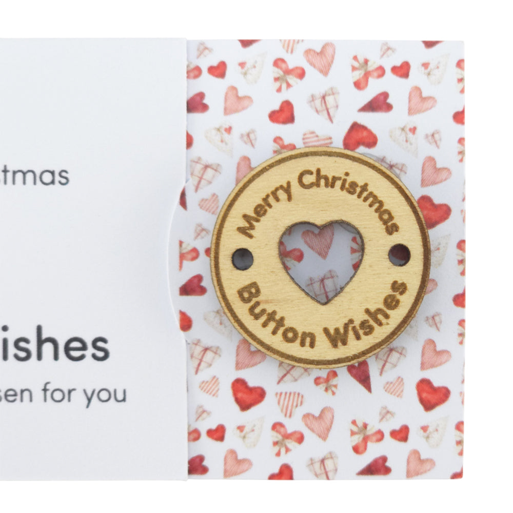 Scandi Hearts | Button Wishes | Merry Christmas Sew On Token | Cracker Filler