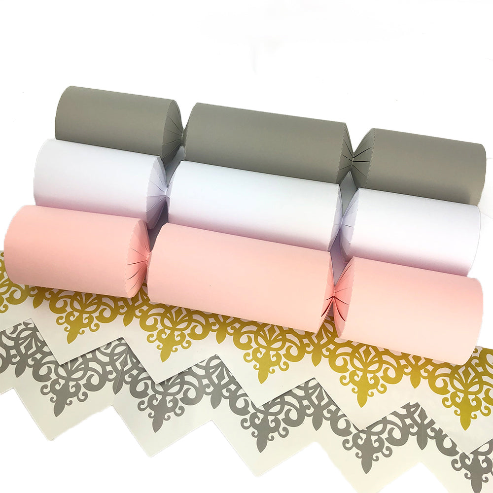 Grey &amp; Pink Tones | Craft Kit to Make 12 Crackers | Recyclable | Cracker Making