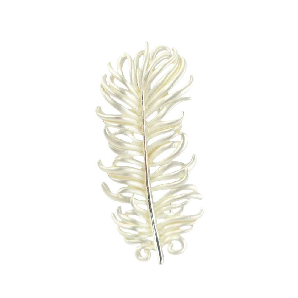 Pearlescent White Feather Brooch | Silver Plated | Little Gift | Cracker Filler